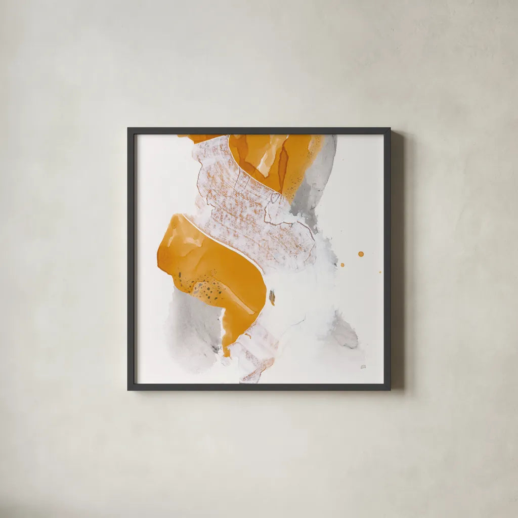 Amber Wash IV by Chris Paschke. Shown in a sleek black glass frame for a contemporary gallery look. Available as an archival giclee rolled canvas, fine art paper, or poster print. SKU 71910a.
