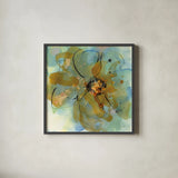 Amber and Leaf I by Chris Paschke. Shown in a sleek black glass frame for a contemporary gallery look. Available as an archival giclee rolled canvas, fine art paper, or poster print. SKU 59996a.