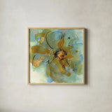 Amber and Leaf I by Chris Paschke. Shown in a natural wood glass frame for a timeless modern aesthetic. Available as an archival giclee rolled canvas, fine art paper, or poster print. SKU 59996a.