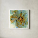 Amber and Leaf I by Chris Paschke. Shown in a crisp white glass frame for a clean and minimalist style. Available as an archival giclee rolled canvas, fine art paper, or poster print. SKU 59996a.