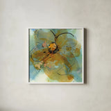 Amber and Leaf II by Chris Paschke. Shown in a crisp white glass frame for a clean and minimalist style. Available as an archival giclee rolled canvas, fine art paper, or poster print. SKU 59997a.