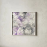 Amethyst Circles II by Chris Paschke. Shown in a crisp white glass frame for a clean and minimalist style. Available as an archival giclee rolled canvas, fine art paper, or poster print. SKU 35260a.