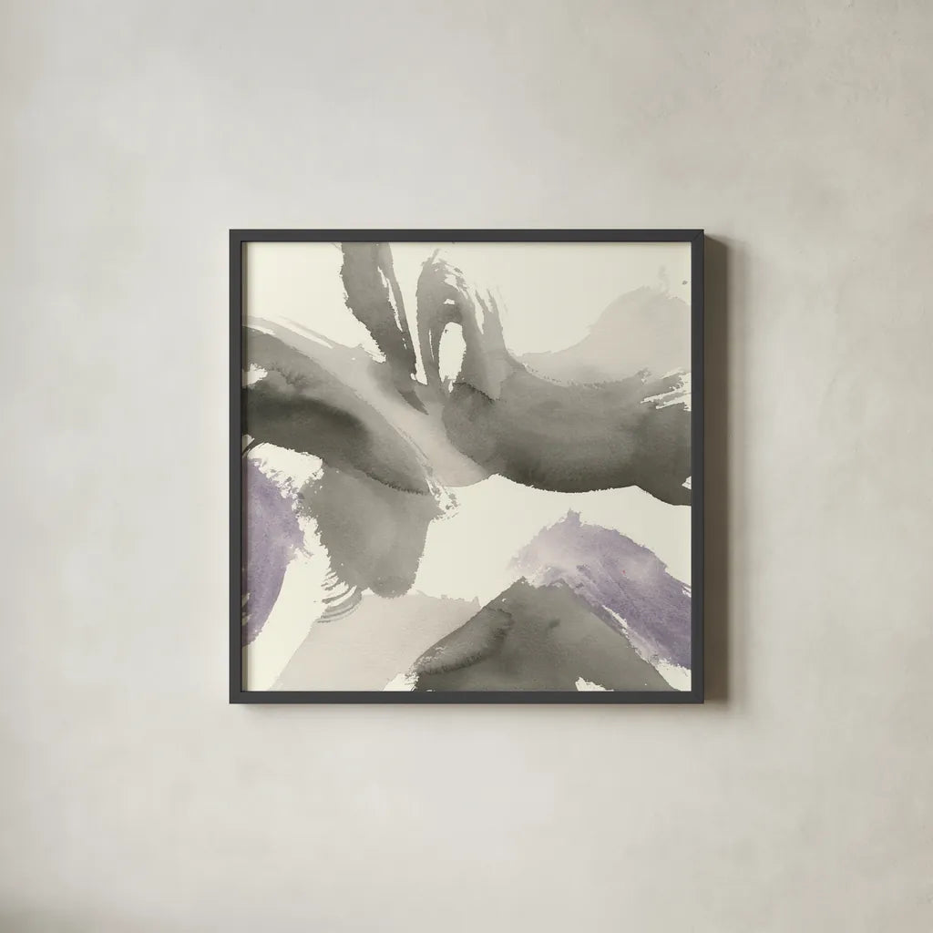 Amethyst Gesture I by Chris Paschke. Shown in a sleek black glass frame for a contemporary gallery look. Available as an archival giclee rolled canvas, fine art paper, or poster print. SKU 44529a.