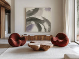 Amethyst Gesture II by Chris Paschke. Shown as extra-large giant wall art in a modern living room. Available as an archival giclee rolled canvas, fine art paper, or poster print. SKU 44530a.