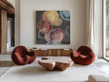 Among Friends I Gray by Chris Paschke. Shown as extra-large giant wall art in a modern living room. Available as an archival giclee rolled canvas, fine art paper, or poster print. SKU 39580a.