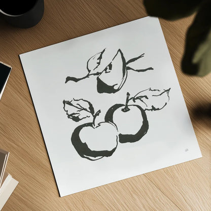 Apples BW by Chris Paschke. Shown as a detailed flat fine art print, highlighting archival giclee quality. Available as an archival giclee rolled canvas, fine art paper, or poster print. SKU 64208a.