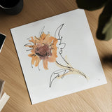 Apricot Sunflower I by Chris Paschke. Shown as a detailed flat fine art print, highlighting archival giclee quality. Available as an archival giclee rolled canvas, fine art paper, or poster print. SKU 91438a.