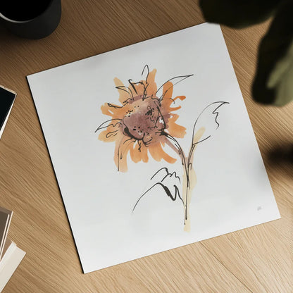 Apricot Sunflower II by Chris Paschke. Shown as a detailed flat fine art print, highlighting archival giclee quality. Available as an archival giclee rolled canvas, fine art paper, or poster print. SKU 91439a.