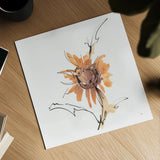 Apricot Sunflower III by Chris Paschke. Shown as a detailed flat fine art print, highlighting archival giclee quality. Available as an archival giclee rolled canvas, fine art paper, or poster print. SKU 91440a.