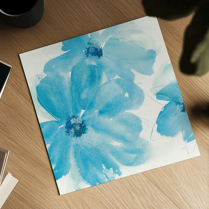 Aqua Mint Clematis I by Chris Paschke. Shown as a detailed flat fine art print, highlighting archival giclee quality. Available as an archival giclee rolled canvas, fine art paper, or poster print. SKU 34002a.