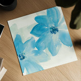 Aqua Mint Clematis II by Chris Paschke. Shown as a detailed flat fine art print, highlighting archival giclee quality. Available as an archival giclee rolled canvas, fine art paper, or poster print. SKU 34003a.