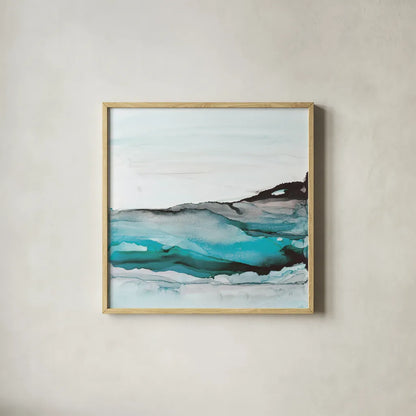 Aquascape I by Chris Paschke. Shown in a natural wood glass frame for a timeless modern aesthetic. Available as an archival giclee rolled canvas, fine art paper, or poster print. SKU 75106a.