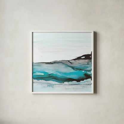 Aquascape I by Chris Paschke. Shown in a crisp white glass frame for a clean and minimalist style. Available as an archival giclee rolled canvas, fine art paper, or poster print. SKU 75106a.
