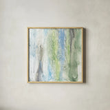 Aquatic and Green I by Chris Paschke. Shown in a natural wood glass frame for a timeless modern aesthetic. Available as an archival giclee rolled canvas, fine art paper, or poster print. SKU 95460a.