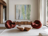 Aquatic and Green I by Chris Paschke. Shown as extra-large giant wall art in a modern living room. Available as an archival giclee rolled canvas, fine art paper, or poster print. SKU 95460a.