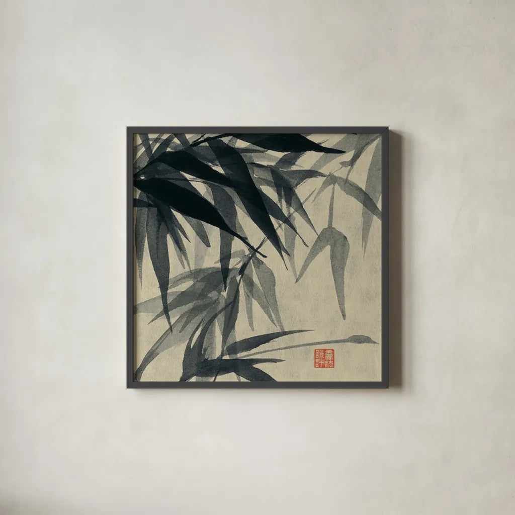 Asian Grass IV by Chris Paschke. Shown in a sleek black glass frame for a contemporary gallery look. Available as an archival giclee rolled canvas, fine art paper, or poster print. SKU 39780a.