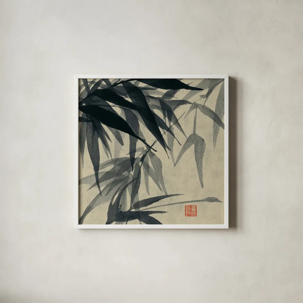Asian Grass IV by Chris Paschke. Shown in a crisp white glass frame for a clean and minimalist style. Available as an archival giclee rolled canvas, fine art paper, or poster print. SKU 39780a.