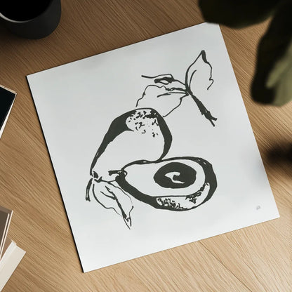 Avocado I BW by Chris Paschke. Shown as a detailed flat fine art print, highlighting archival giclee quality. Available as an archival giclee rolled canvas, fine art paper, or poster print. SKU 64209a.