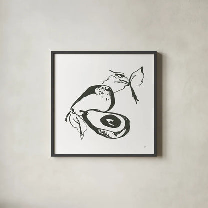 Avocado I BW by Chris Paschke. Shown in a sleek black glass frame for a contemporary gallery look. Available as an archival giclee rolled canvas, fine art paper, or poster print. SKU 64209a.