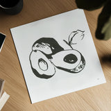 Avocado II BW by Chris Paschke. Shown as a detailed flat fine art print, highlighting archival giclee quality. Available as an archival giclee rolled canvas, fine art paper, or poster print. SKU 64210a.