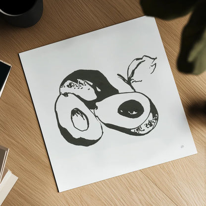 Avocado II BW by Chris Paschke. Shown as a detailed flat fine art print, highlighting archival giclee quality. Available as an archival giclee rolled canvas, fine art paper, or poster print. SKU 64210a.