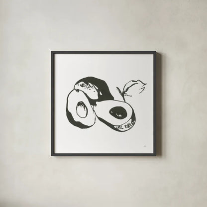 Avocado II BW by Chris Paschke. Shown in a sleek black glass frame for a contemporary gallery look. Available as an archival giclee rolled canvas, fine art paper, or poster print. SKU 64210a.