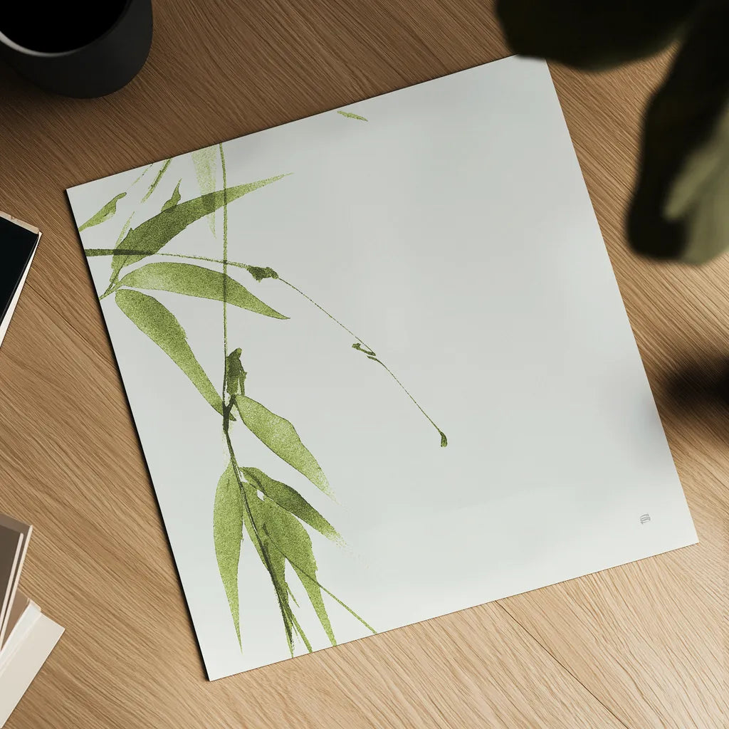 Bamboo V Green by Chris Paschke. Shown as a detailed flat fine art print, highlighting archival giclee quality. Available as an archival giclee rolled canvas, fine art paper, or poster print. SKU 58947a.