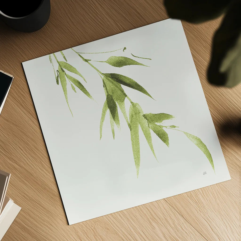 Bamboo VI Green by Chris Paschke. Shown as a detailed flat fine art print, highlighting archival giclee quality. Available as an archival giclee rolled canvas, fine art paper, or poster print. SKU 58948a.