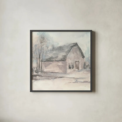Barn I by Chris Paschke. Shown in a sleek black glass frame for a contemporary gallery look. Available as an archival giclee rolled canvas, fine art paper, or poster print. SKU 46690a.