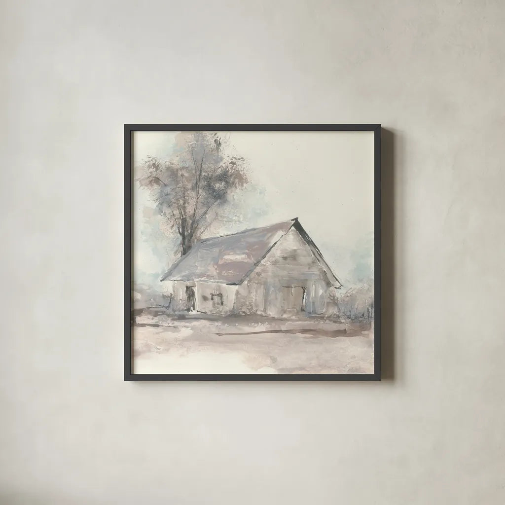 Barn III by Chris Paschke. Shown in a sleek black glass frame for a contemporary gallery look. Available as an archival giclee rolled canvas, fine art paper, or poster print. SKU 46692a.