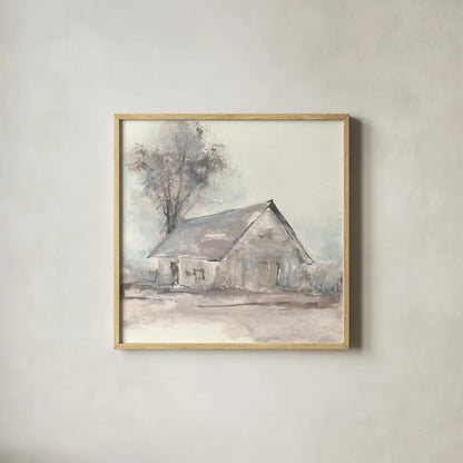 Barn III by Chris Paschke. Shown in a natural wood glass frame for a timeless modern aesthetic. Available as an archival giclee rolled canvas, fine art paper, or poster print. SKU 46692a.