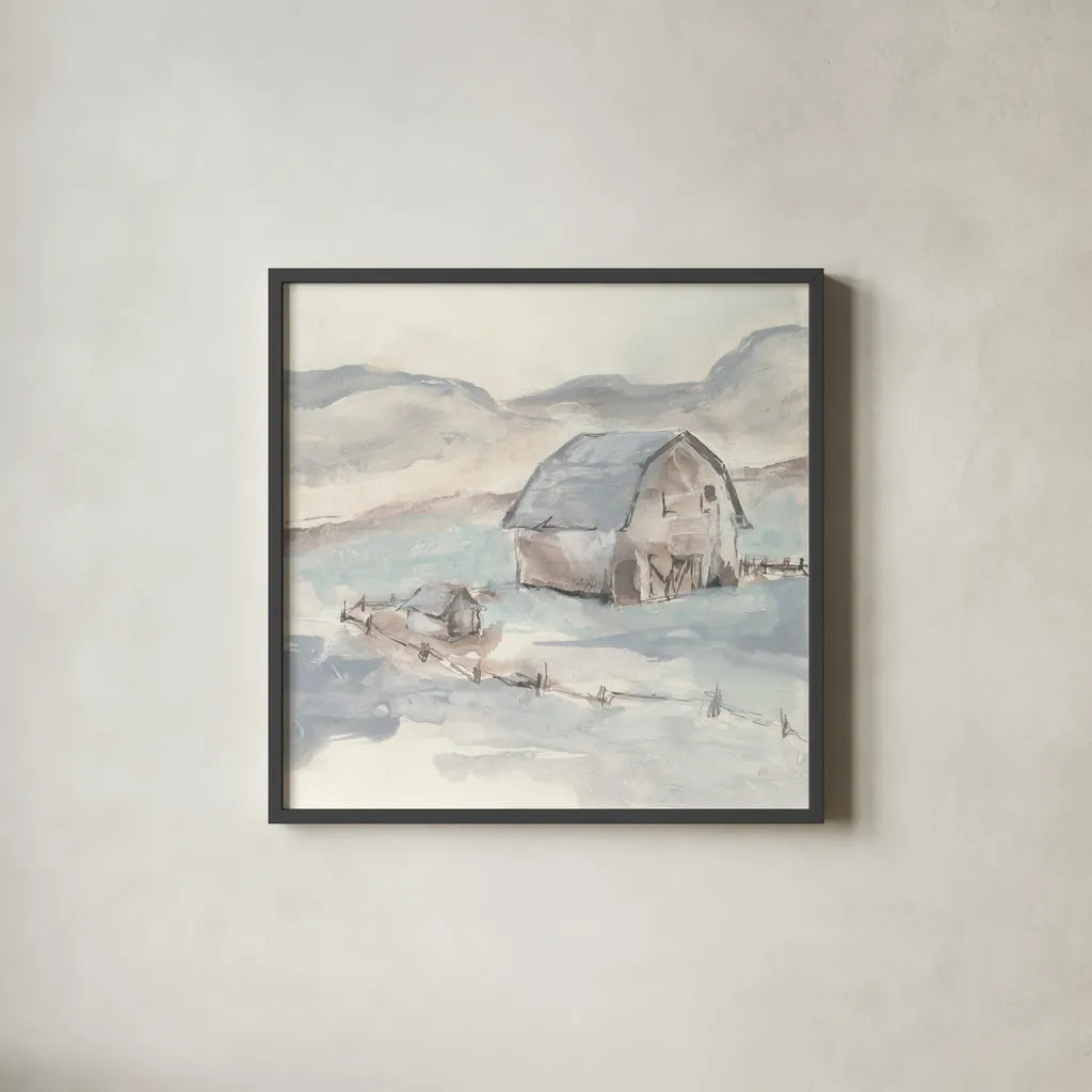 Barn IV by Chris Paschke. Shown in a sleek black glass frame for a contemporary gallery look. Available as an archival giclee rolled canvas, fine art paper, or poster print. SKU 46693a.