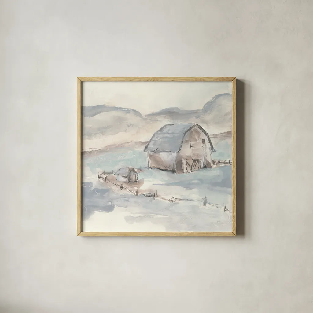 Barn IV by Chris Paschke. Shown in a natural wood glass frame for a timeless modern aesthetic. Available as an archival giclee rolled canvas, fine art paper, or poster print. SKU 46693a.