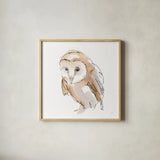Barn Owl I by Chris Paschke. Shown in a natural wood glass frame for a timeless modern aesthetic. Available as an archival giclee rolled canvas, fine art paper, or poster print. SKU 66195a.
