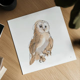 Barn Owl IV by Chris Paschke. Shown as a detailed flat fine art print, highlighting archival giclee quality. Available as an archival giclee rolled canvas, fine art paper, or poster print. SKU 66198a.