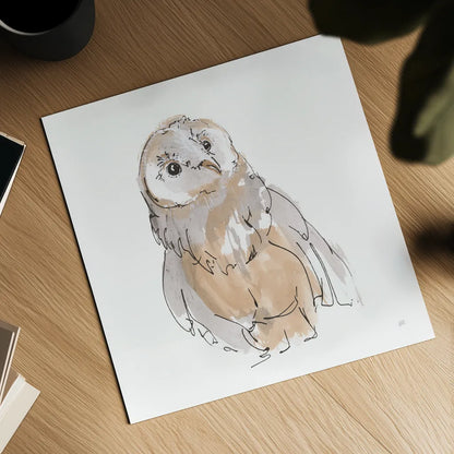 Barn Owl V by Chris Paschke. Shown as a detailed flat fine art print, highlighting archival giclee quality. Available as an archival giclee rolled canvas, fine art paper, or poster print. SKU 66199a.