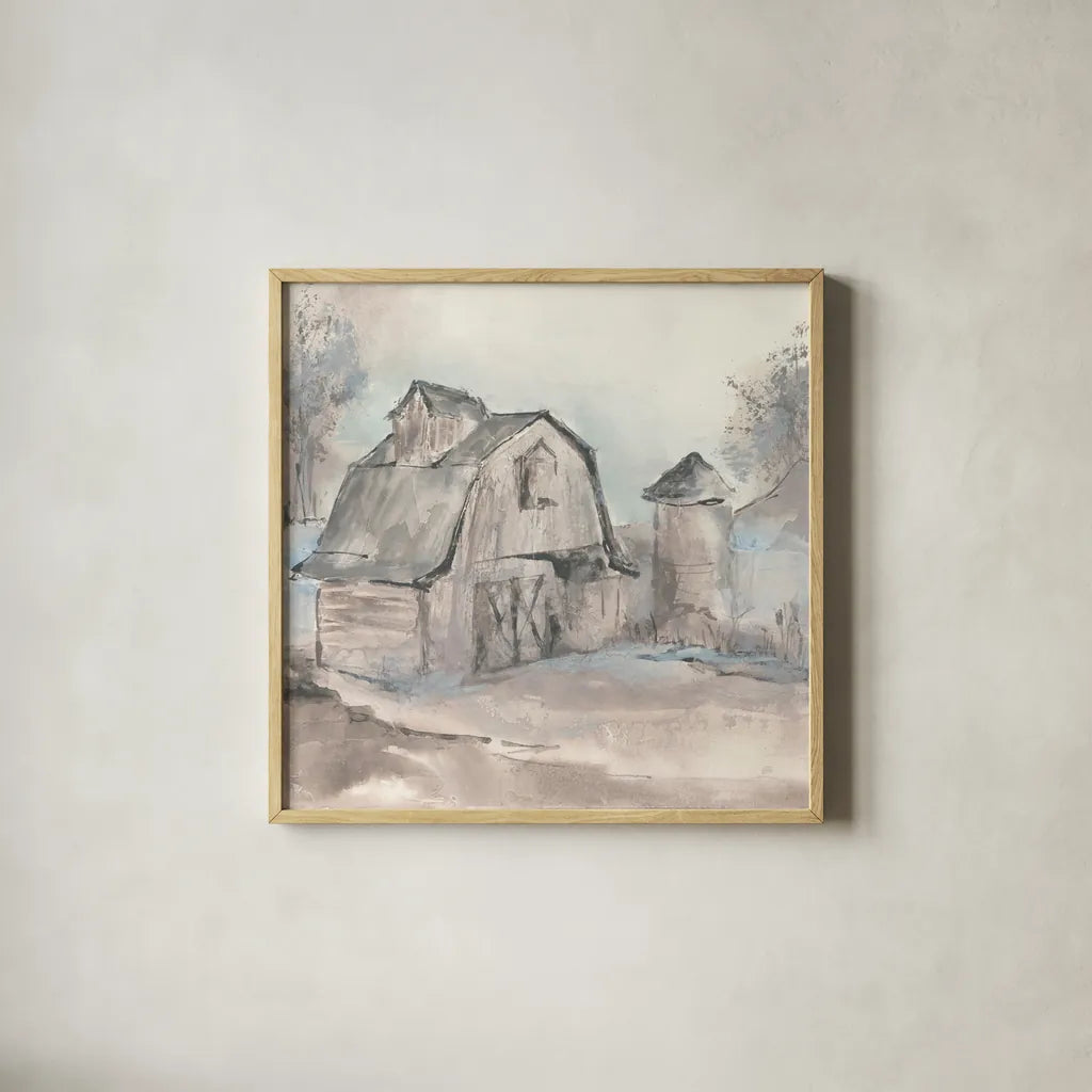 Barn V by Chris Paschke. Shown in a natural wood glass frame for a timeless modern aesthetic. Available as an archival giclee rolled canvas, fine art paper, or poster print. SKU 46694a.