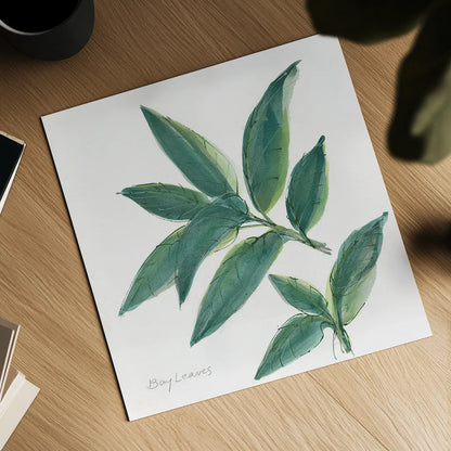 Bay Leaf by Chris Paschke. Shown as a detailed flat fine art print, highlighting archival giclee quality. Available as an archival giclee rolled canvas, fine art paper, or poster print. SKU 27520a.