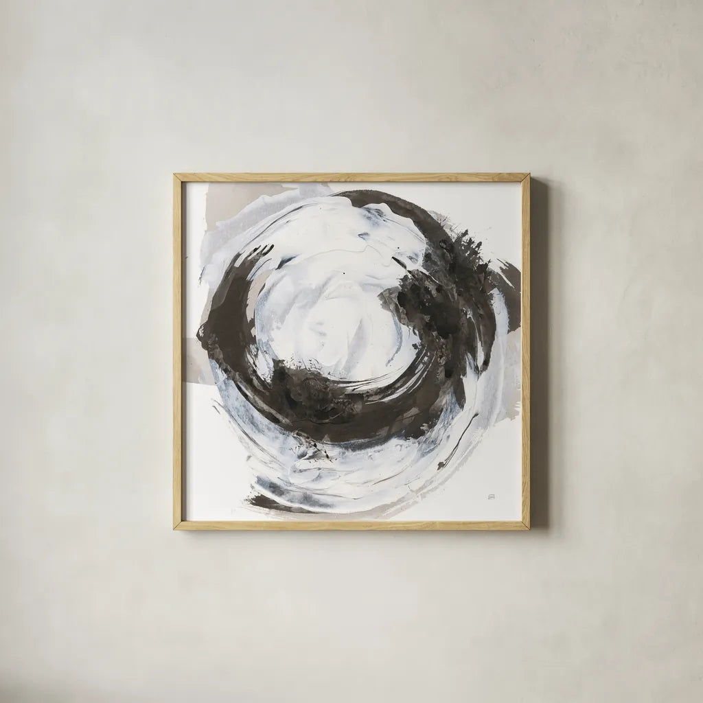 Beginning II by Chris Paschke. Shown in a natural wood glass frame for a timeless modern aesthetic. Available as an archival giclee rolled canvas, fine art paper, or poster print. SKU 71877a.