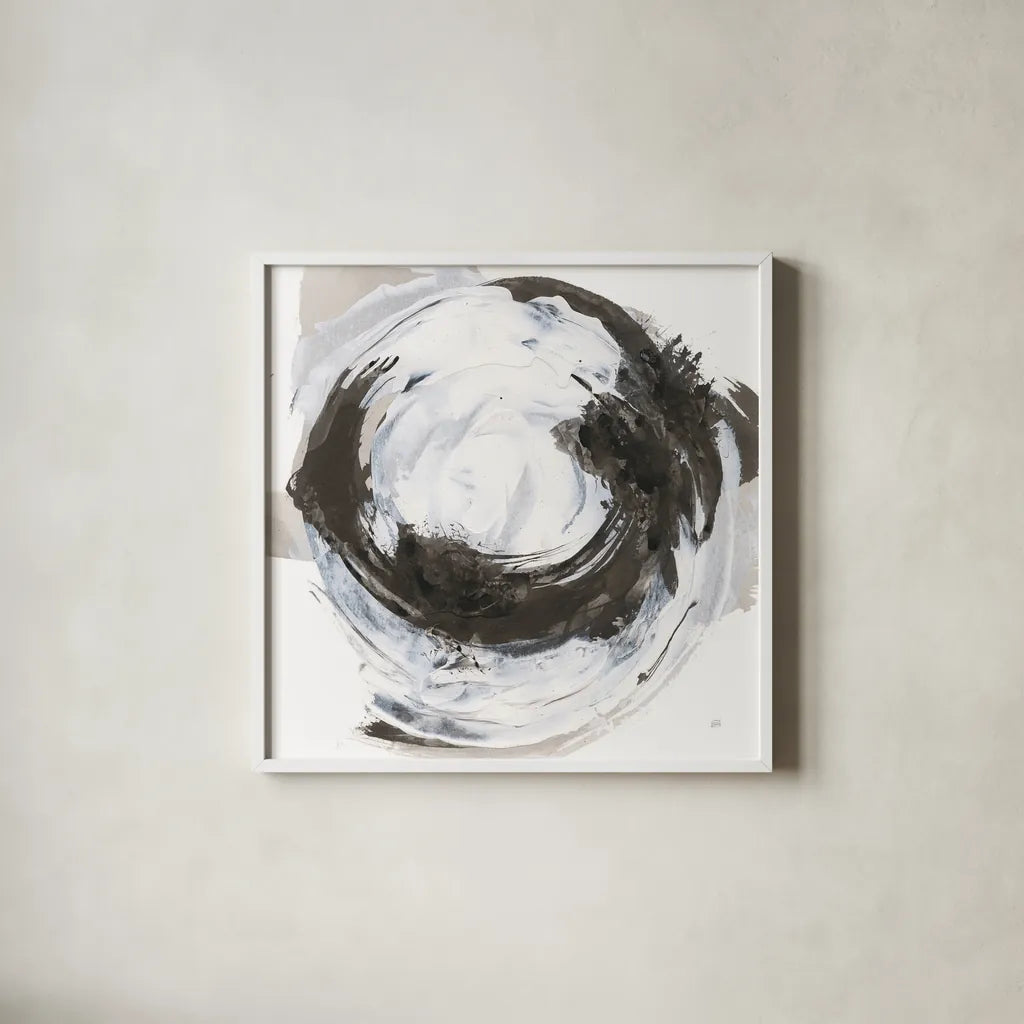 Beginning II by Chris Paschke. Shown in a crisp white glass frame for a clean and minimalist style. Available as an archival giclee rolled canvas, fine art paper, or poster print. SKU 71877a.