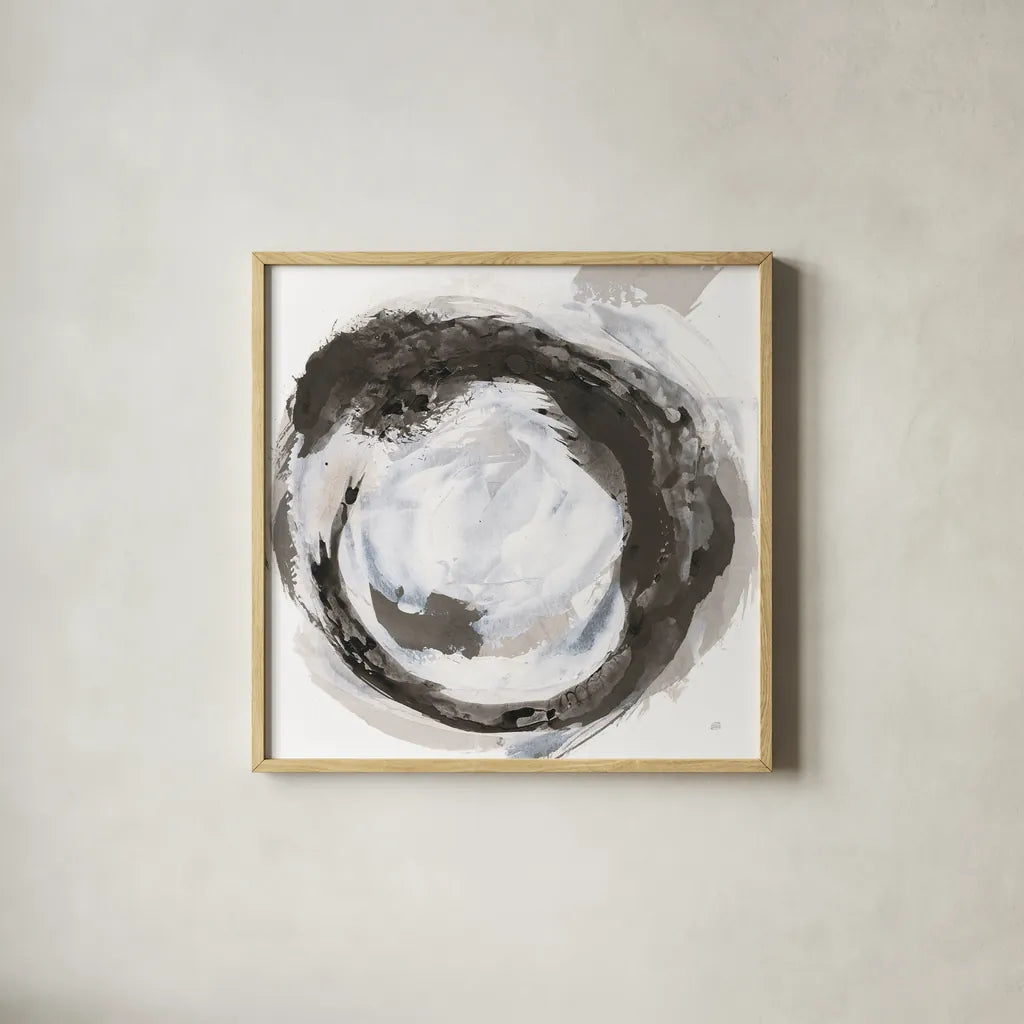 Beginning III by Chris Paschke. Shown in a natural wood glass frame for a timeless modern aesthetic. Available as an archival giclee rolled canvas, fine art paper, or poster print. SKU 71878a.