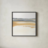 Beige and Gold I by Chris Paschke. Shown in a sleek black glass frame for a contemporary gallery look. Available as an archival giclee rolled canvas, fine art paper, or poster print. SKU 68159a.