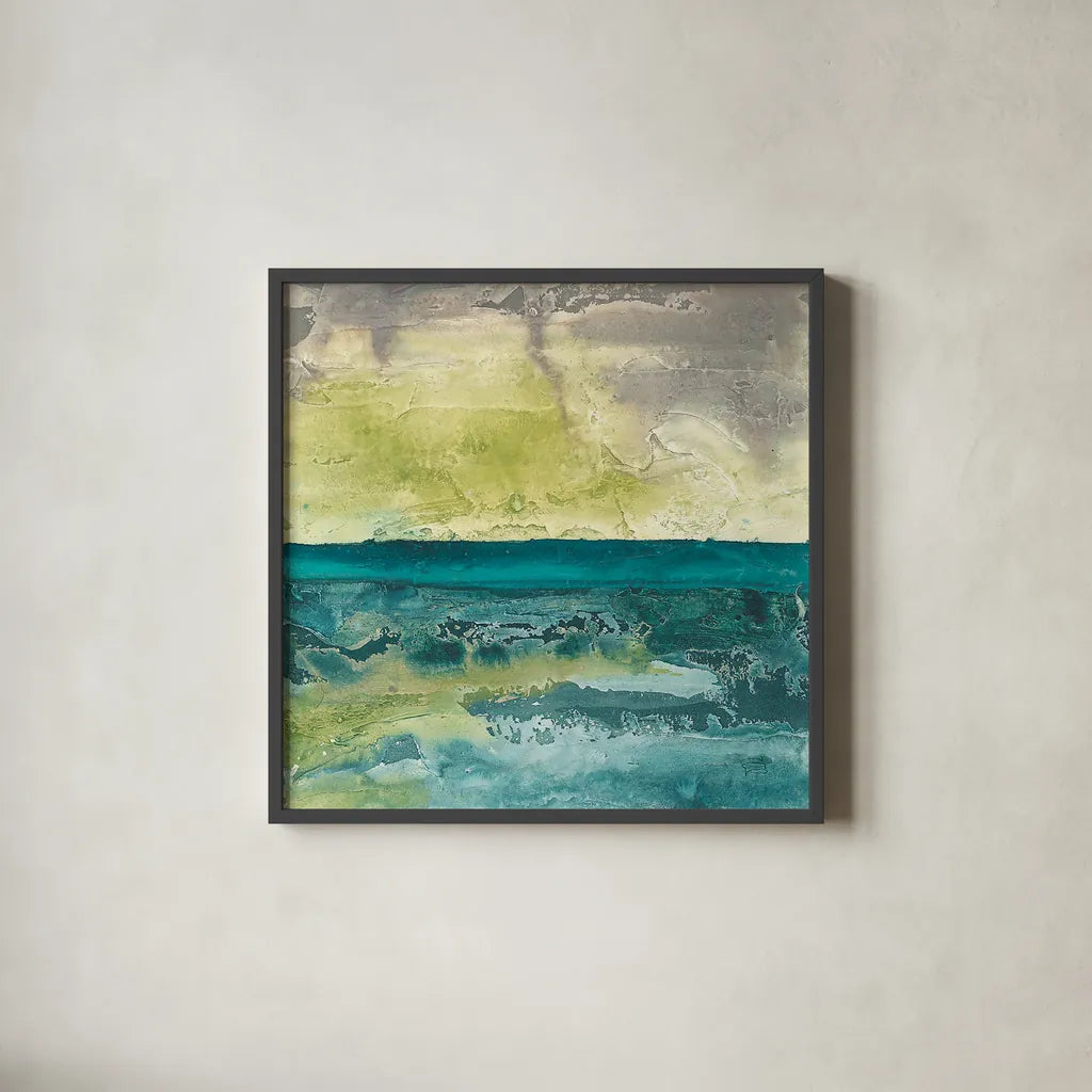 Beyond the Horizon I by Chris Paschke. Shown in a sleek black glass frame for a contemporary gallery look. Available as an archival giclee rolled canvas, fine art paper, or poster print. SKU 16211a.