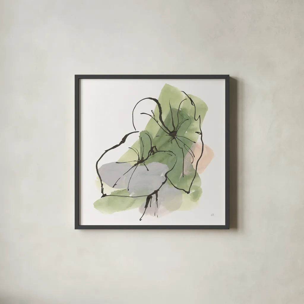 Big Leaf I by Chris Paschke. Shown in a sleek black glass frame for a contemporary gallery look. Available as an archival giclee rolled canvas, fine art paper, or poster print. SKU 94409a.