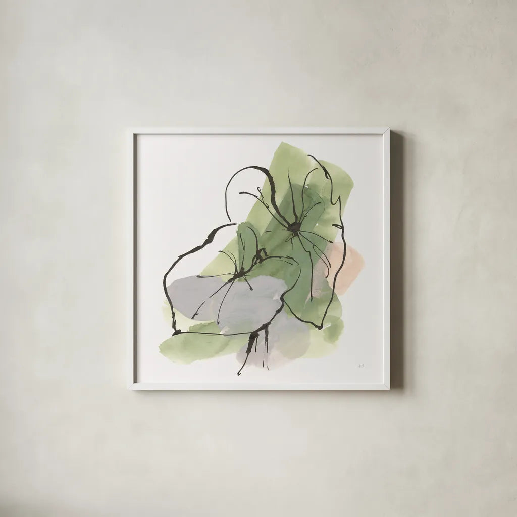 Big Leaf I by Chris Paschke. Shown in a crisp white glass frame for a clean and minimalist style. Available as an archival giclee rolled canvas, fine art paper, or poster print. SKU 94409a.