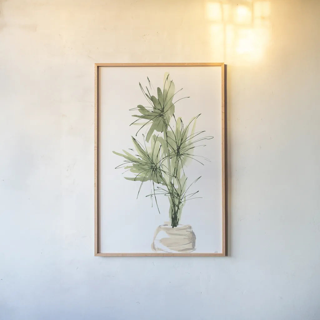 Biophilic III by Chris Paschke. shown as a paper print in a natural frame. Available as a archival giclee rolled canvas, fine art paper, or poster print. SKU 94774h.