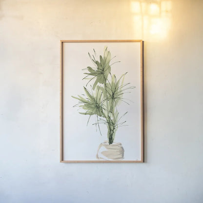 Biophilic III by Chris Paschke. shown as a paper print in a natural frame. Available as a archival giclee rolled canvas, fine art paper, or poster print. SKU 94774h.