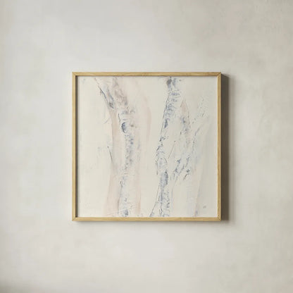 Birch Dreams I by Chris Paschke. Shown in a natural wood glass frame for a timeless modern aesthetic. Available as an archival giclee rolled canvas, fine art paper, or poster print. SKU 90876a.