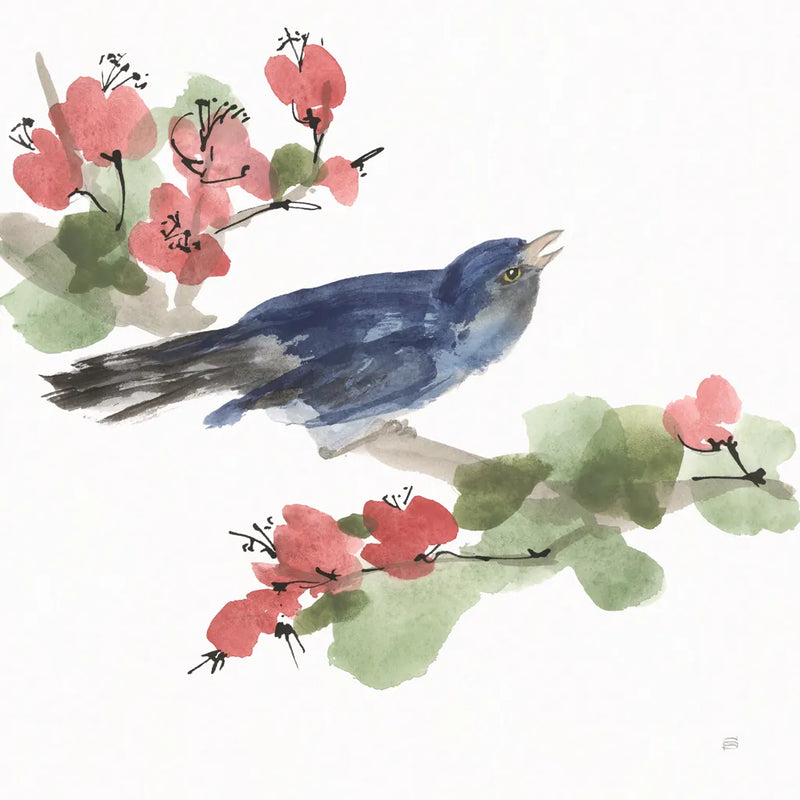 Bird and Blossoms III by Chris Paschke. SKU 99405a. Archival Giclee Fine art print for wall decor.