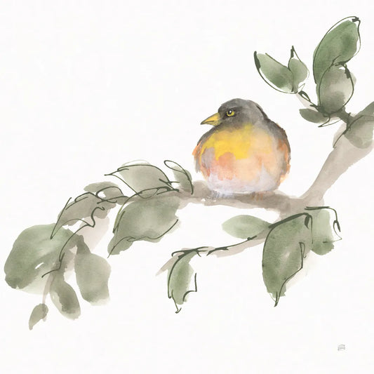 Bird and Leaves IV by Chris Paschke. SKU 99365a. Archival Giclee Fine art print for wall decor.